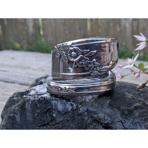 Vintage Floral Spoon Ring Size 9